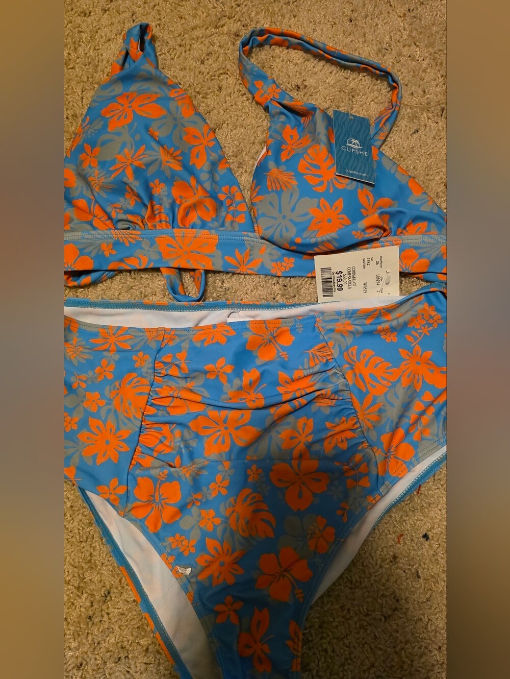 4/$67 Deal NWT Cupshe Blue & Orange Floral High-Waist Bikini